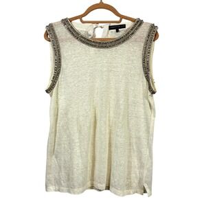 Generation Love Shirt Womens Large White Sleeveless Embellished Beaded Top Chic
